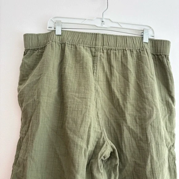 Old Navy Gauzy Cotton Wide Leg Pants Olive Green Beach Vacation Pull on XL - Picture 7 of 11